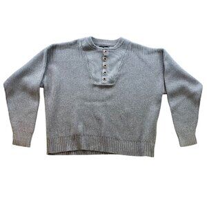 RedHead Men Sweater Size XL Ribbed Knit Henley Pullover Cozy Gray Classic Casual